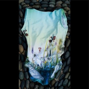 Lonereed Designs Wish Printed Boatneck Leotard